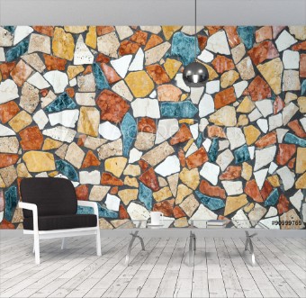 Picture of Colorful stone mosaic background photo texture